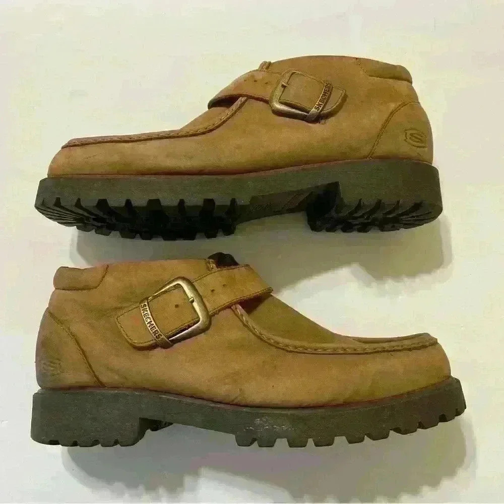 Skechers Mens Regulators Takeover Strap Loafers Wheat Tan Leather Size 10.5 - Picture 3 of 13